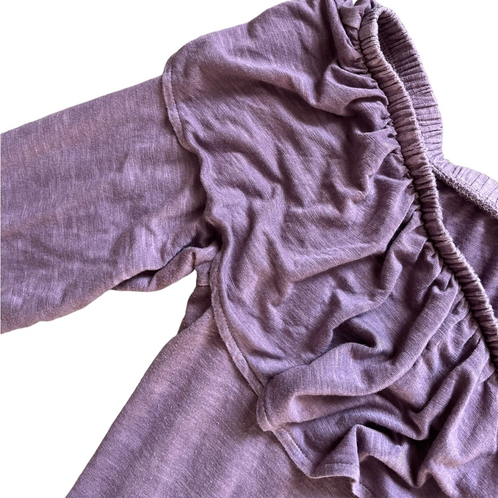 American Eagle Purple Off the Shoulder 3/4 Sleeve Ruffle Top | Women's XL - Picture 3 of 6